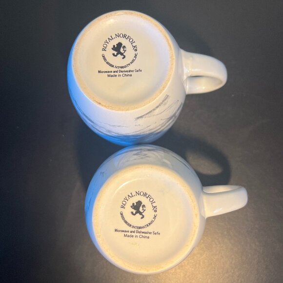 Set of 2 ROYAL NORFOLK Marbleized Gray & White Ceramic Mugs ~ Greenbrier - Picture 8 of 9